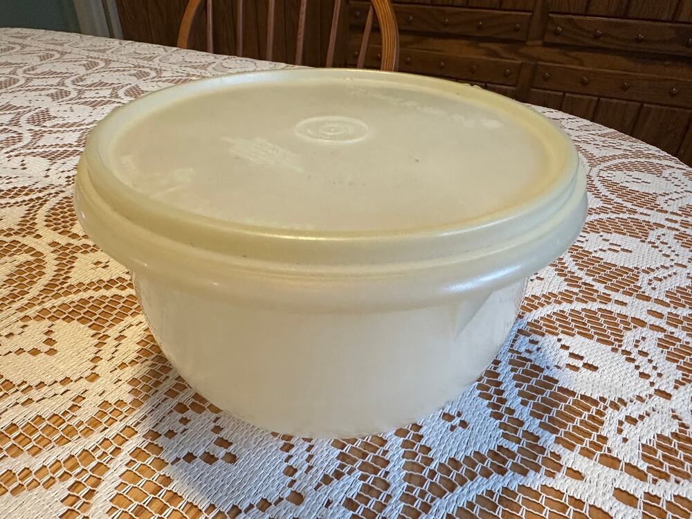 Vintage Tupperware Sheer White Wonderlier Mixing Bowl 235 with Lid 235-51 7"